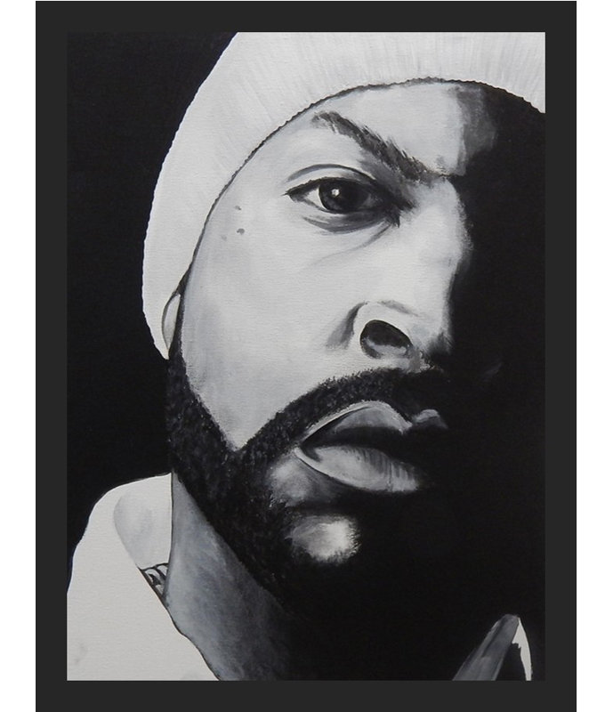 «Ice Cube», reproduction de dessin, H 18,5 po x l 14,5 po, Papier avec cadre noir, Pas de tapis