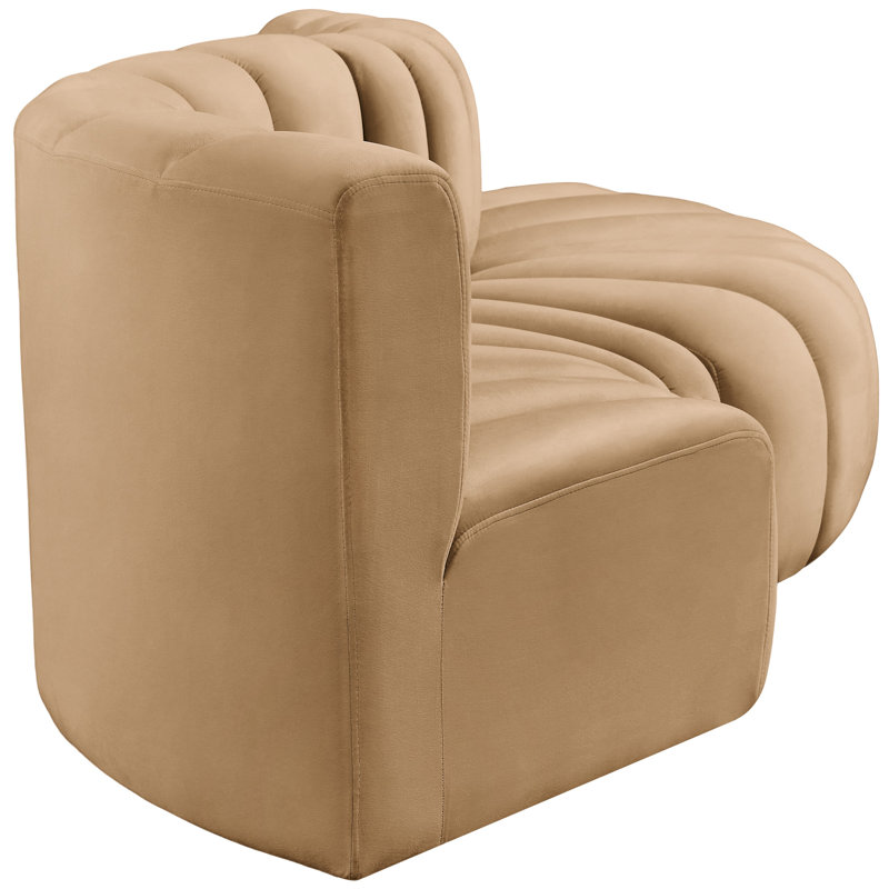 Houssam Upholstered Curved Sectional Reversible, Camel Velvet