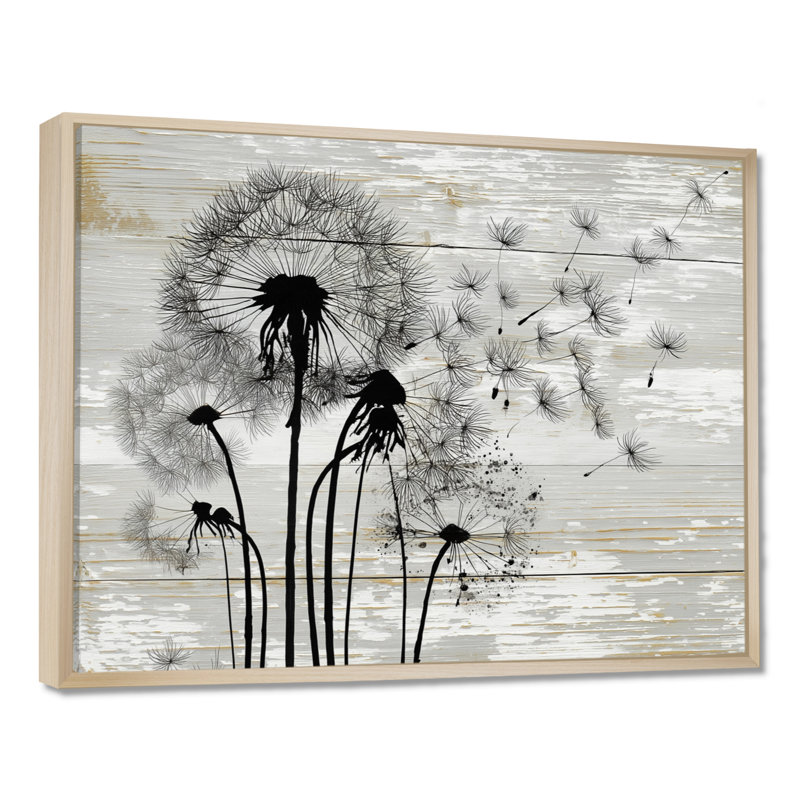Reproduction d'art sur toile, pissenlit blanc, Cadre flottant, H 16 po x l 32 po, Crème