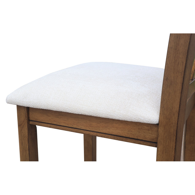 Kendall Rubberwood Dining Chairs with Cushioned Seats, Brown, White
