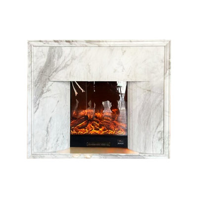 French-style minimalist marble fireplace
