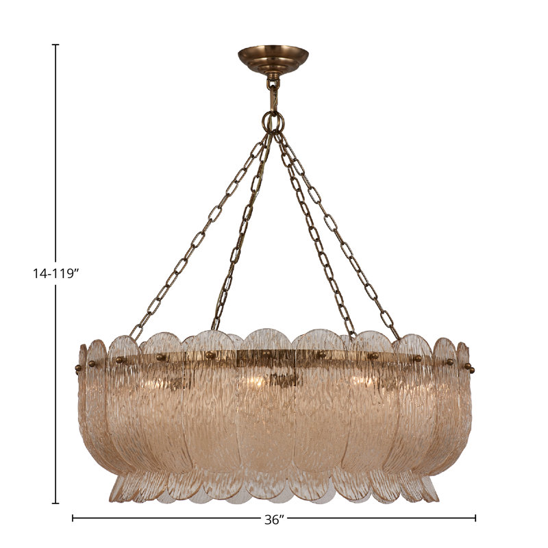 Lustre Camellia Winter Brass Kalco, 10 lumières, H 119 po x l 36 po x P 36 po
