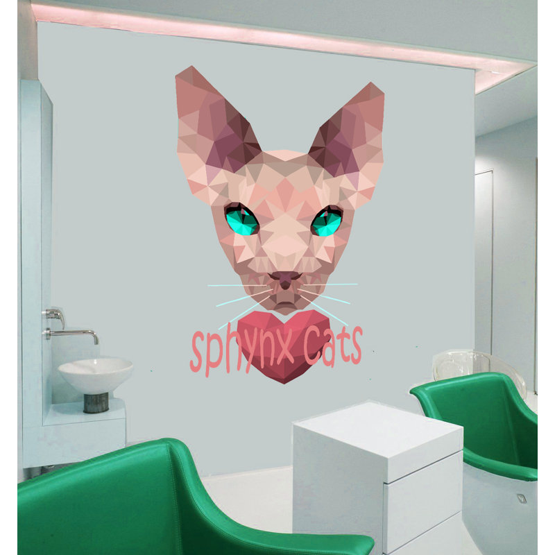 Décalcomanie murale chat Sphinx, H 46 po x l 69 po