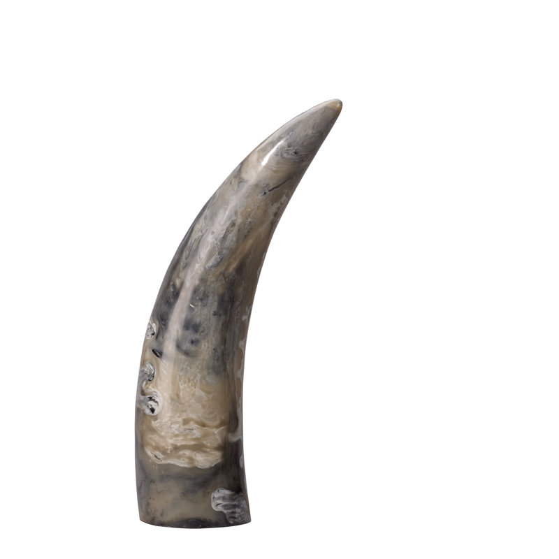 Variegated Resin Horn Sculptures in Cream, Black, and Gray