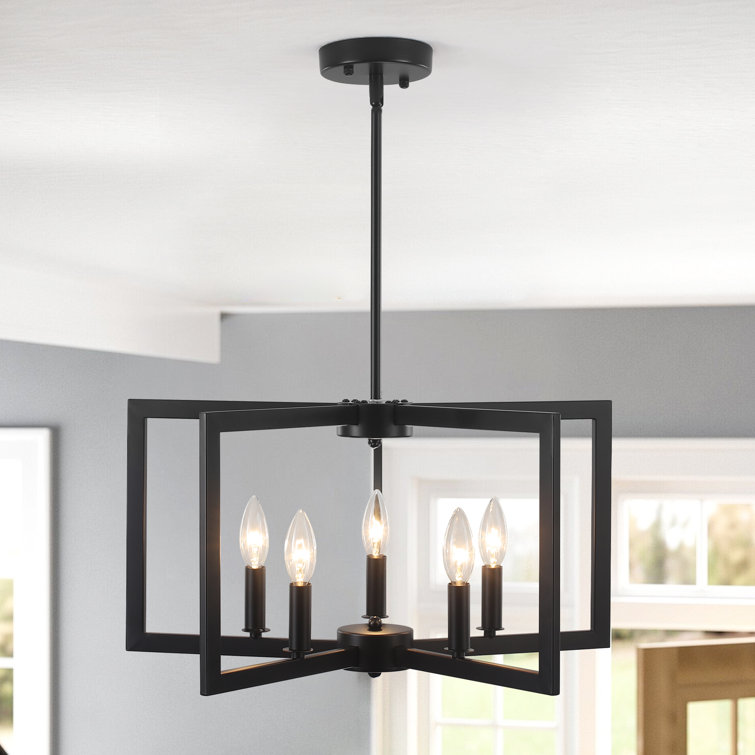 5- Light Dimmable Candle-Style Geometric Square / Rectangle Chandelier