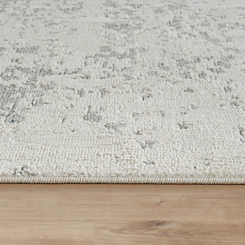 Sutton Geometric Area Rug in Ivory/Gray, Rectangle 8'6" x 11'6"