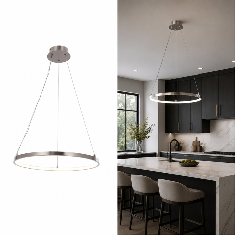 Brushed Nickel LED Single Pendant