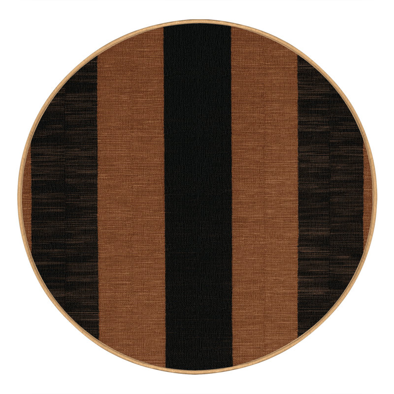 Machine Washable Checkered Brown Area Rug, Round 3'
