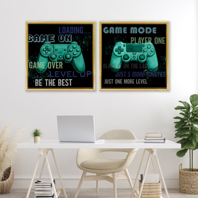Retro Gaming Phrases Controllers 2pc Floating Frame Set, design by Kim Allen