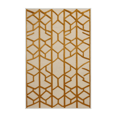 Machine Washable Trellis Beige Area Rug