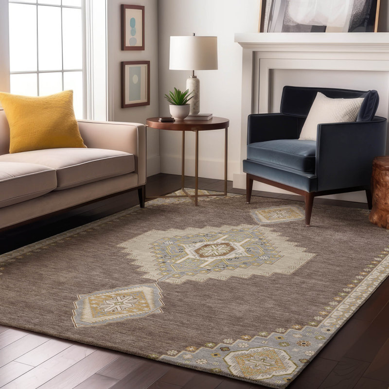 Tapis oriental Guada AMF1014 lavable à la machine de qualité supérieure, Rectangulaire 3 pi x 5 pi
