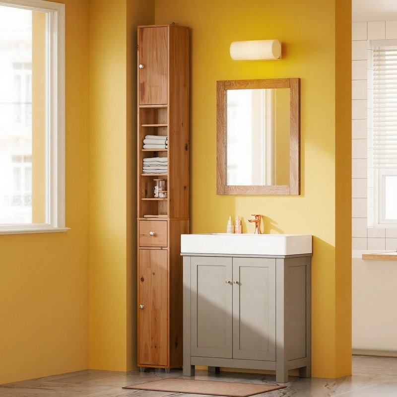 Munford Freestanding 20cm W Linen Cabinet, Wooden