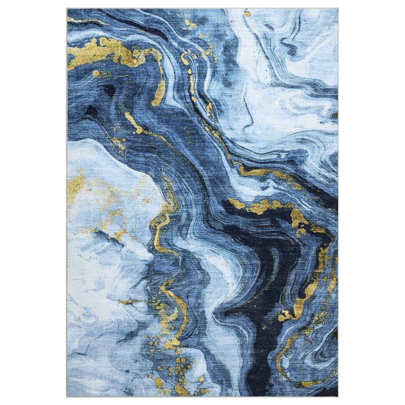 Modern Abstract Living Room Rug Ultra-Soft Contemporary Accent Rug, Easy to Clean Soft Low Pile Indoor Carpet, Large Foldable Floor Cover
