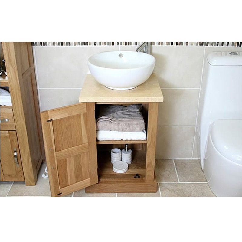 Counts 500mm Single Bathroom Vanity with Vessel Ceramic Basin, Cream Marble