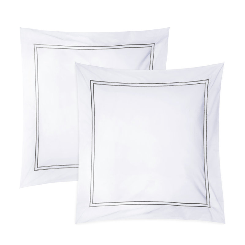 Paire de taies décoratives européennes à pointe double en satin de coton 100% coton à longues fibres de pointe 300 TC Pointehaven