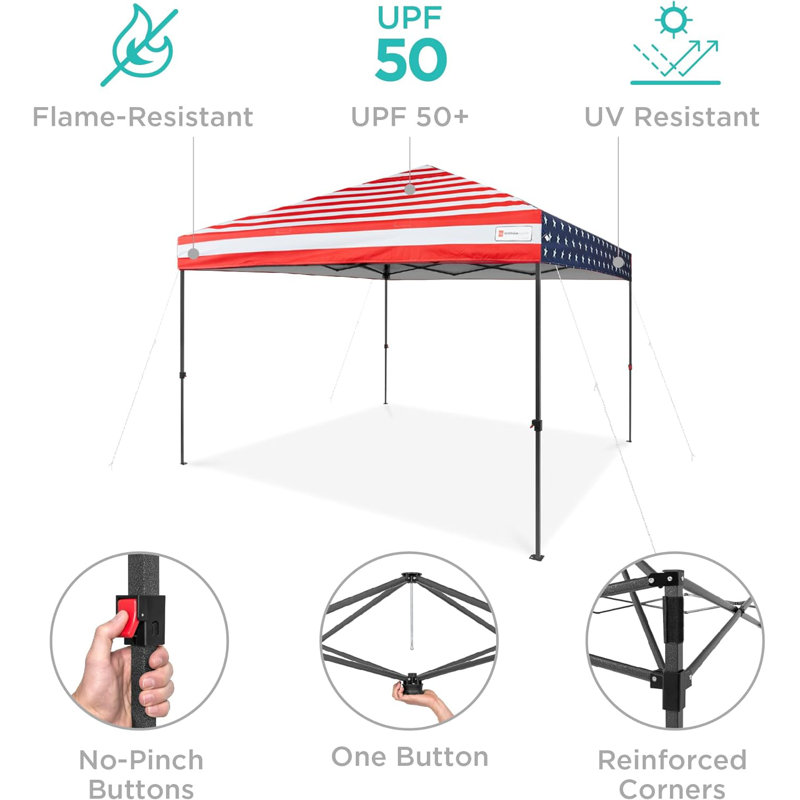 American Flag 10x10ft Easy Setup Pop Up Canopy Tent