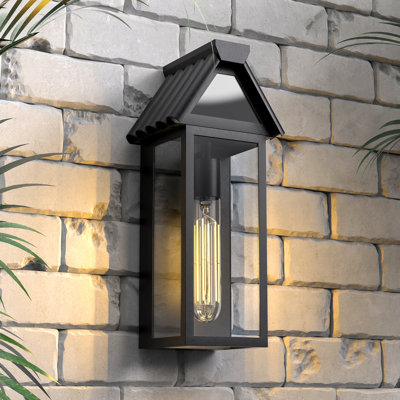 15''H Black Modern Outdoor Wall Sconce with Dusk to Dawn