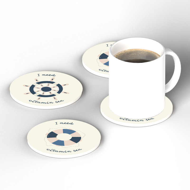 Ceramic Round 4 Piece Coaster Set