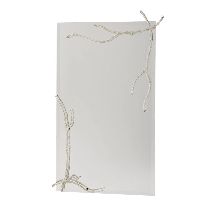 Twig Mirror-Lg, Silver leaf