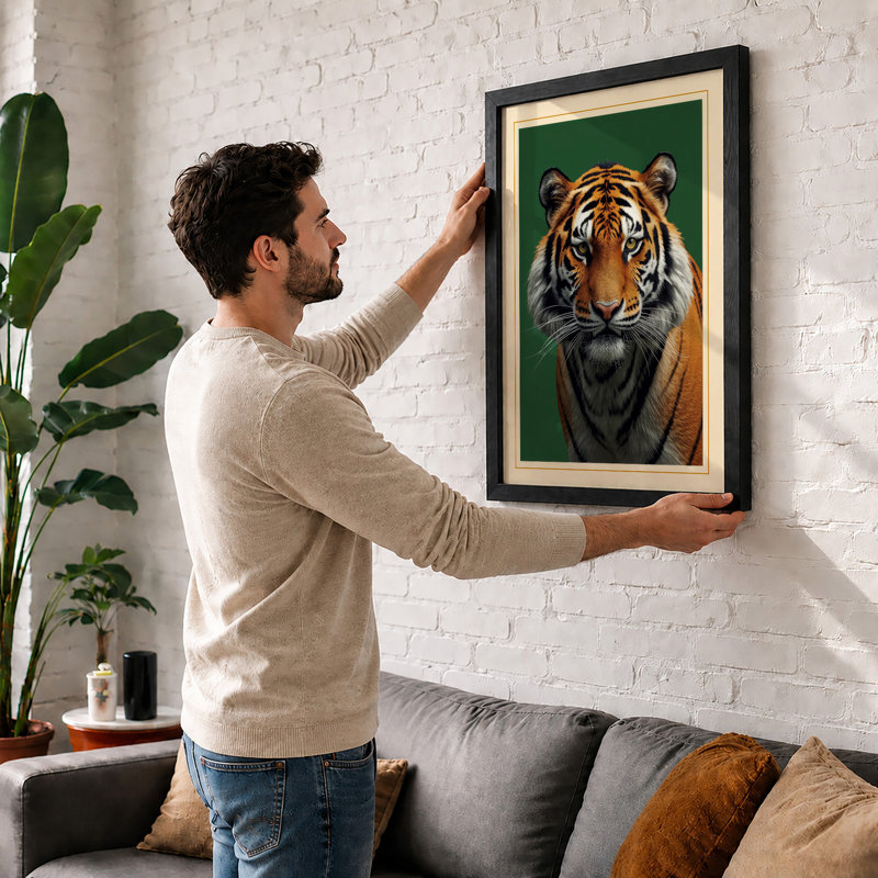 Tiger's Gaze Modern - Framed Print, Black, A4 - 29.7 x 21.0 cm