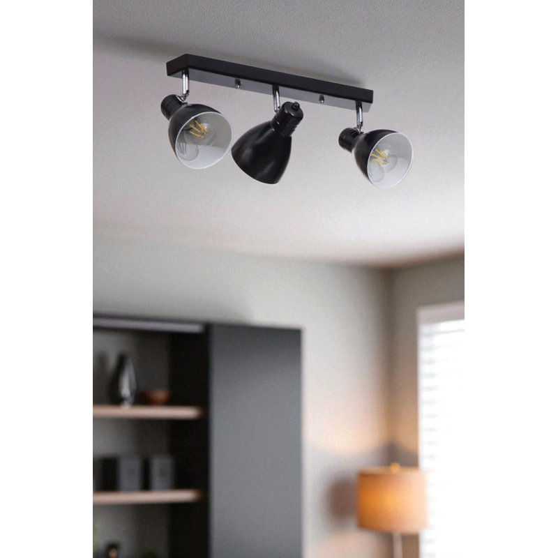 Élégant lustre en métal noir, 20 po x 11,8 po | Corps en métal durable, douille E27 (3 ampoules, 40 W maximum) | Parfait pour le salon, la salle à manger et les vestibules | Luminaire élégant et moderne, classé IP20