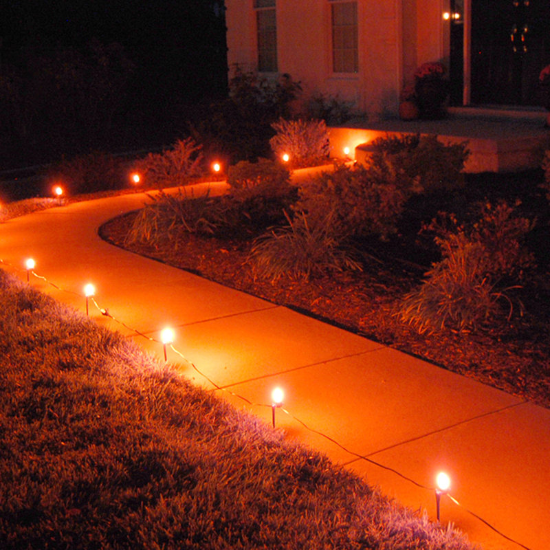 Éclairage de sentier électrique avec 10 ampoules, Orange