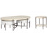 Morrell Oval Cocktail Table And 2 Ottomans With Round End Table