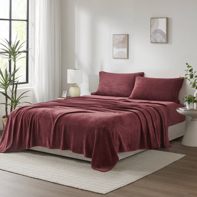 Ensemble de draps en microfibre Soloft Plush, Red, Très grand