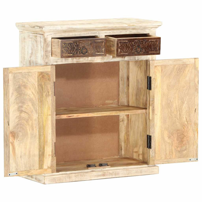 Tyreese Sideboard White 25.6" x 11.8" x 29.5" Solid Mango Wood