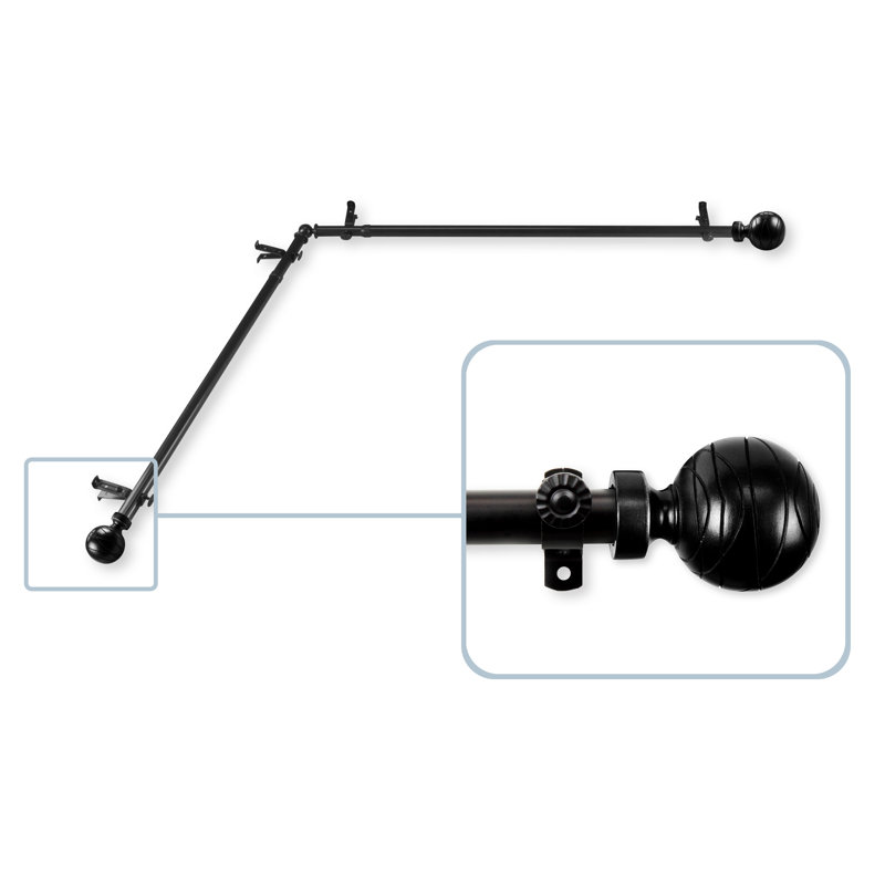 Tringle à rideaux d'angle simple Loïc, l 66 po à 120 po, Noir