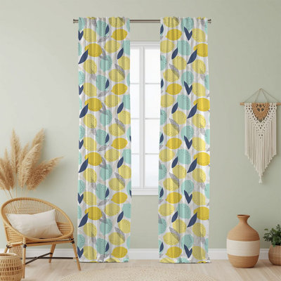Semi Sheer Fruit Print Curtain Single Panel