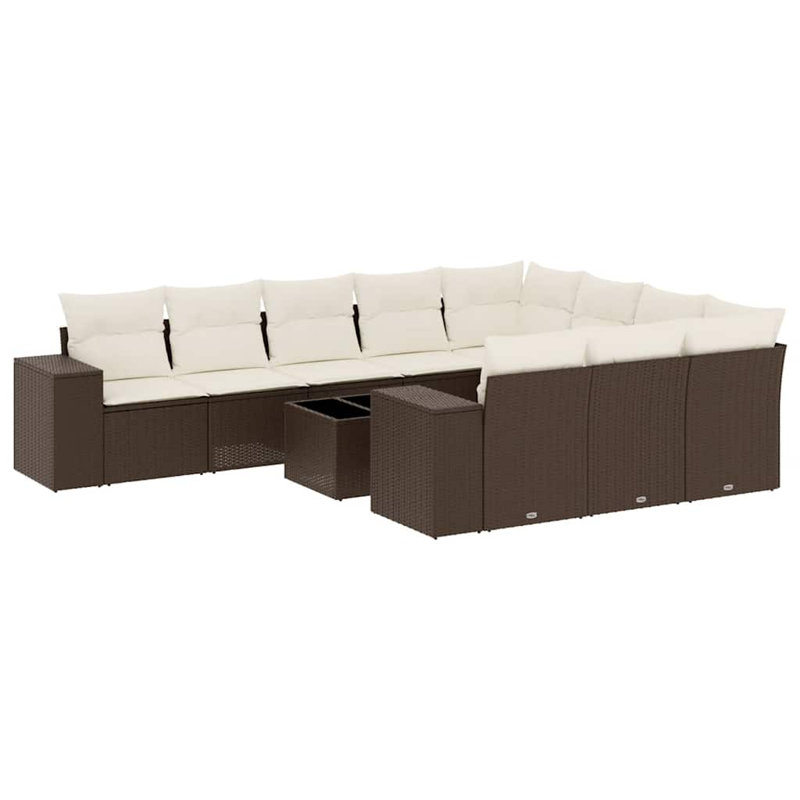 Ensemble de canapé de jardin Vidaxl, Blanc, crème, Brun brun