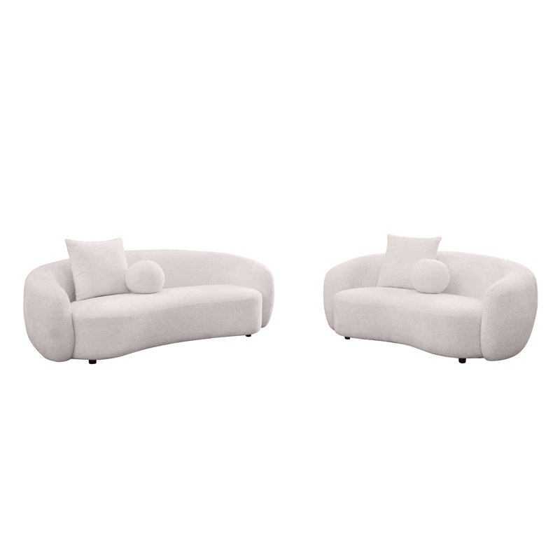 Angelamae Teddy Fabric Sofa & Loveseat Set, Beige