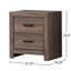 Table de chevet 2 tiroirs en chêne avec panneau de particules brun et plateau en bois d'ingénierie