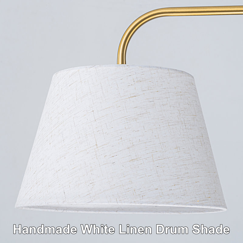 3-light Modern Linear Linen Drum Pendant, Gold