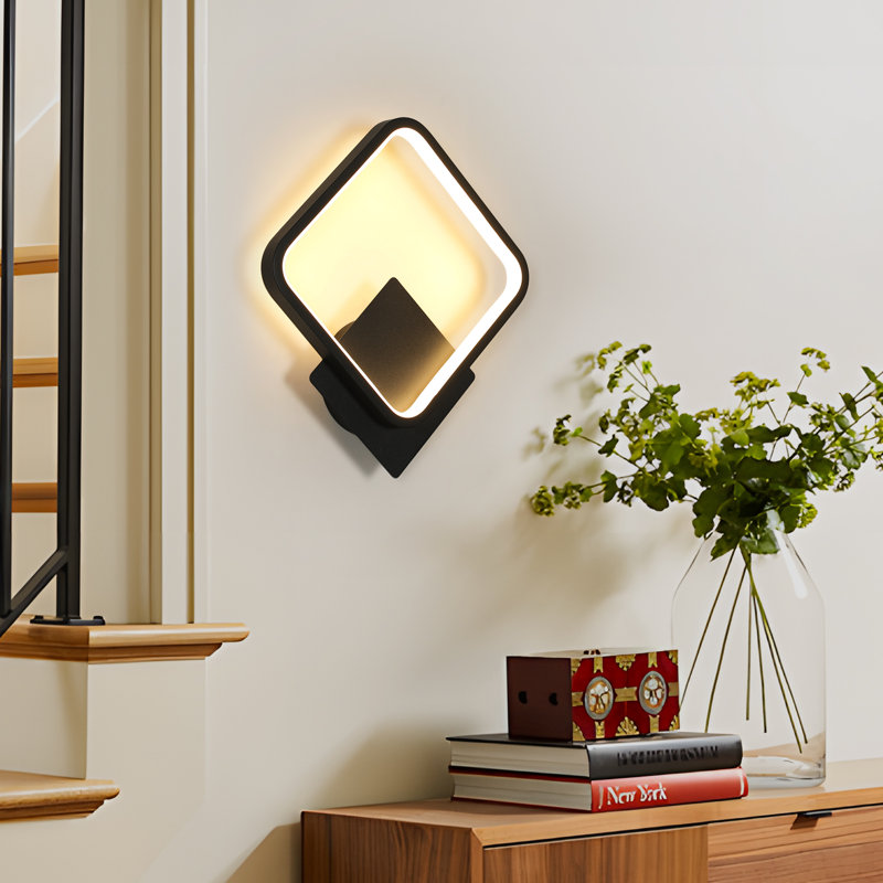 Square 30cm LED Aluminium Wall Light, Matte Black