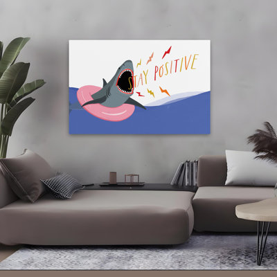 «Stay positive requin» - dessin nautique d'enfants fantaisistes