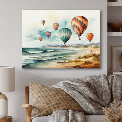 Airballoon Views on the Beach II - Hot Air Balloon Metal Wall Decor