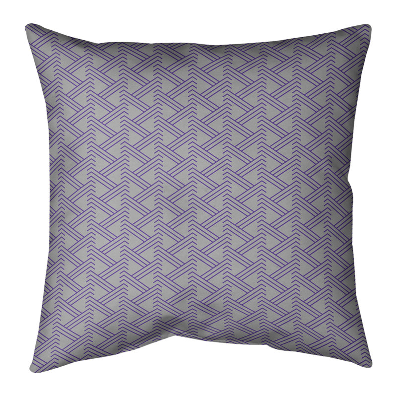 Coussin décoratif à motif zig zag classique, H 18 po x l 18 po, Duvet synthétique, Complet gris et mauve