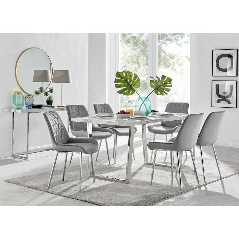 Ensemble de table de salle à manger Edzard, Gris / argent