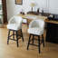 Ensemble de 2 tabourets de comptoir pivotants de 33,25 po, avec tabourets de bar à hauteur de comptoir avec structure en bois d'hévéa massif, dossier, repose-pieds, tabourets de bar sans accoudoir pour bar personnel, comptoir de cuisine, noir et beige
