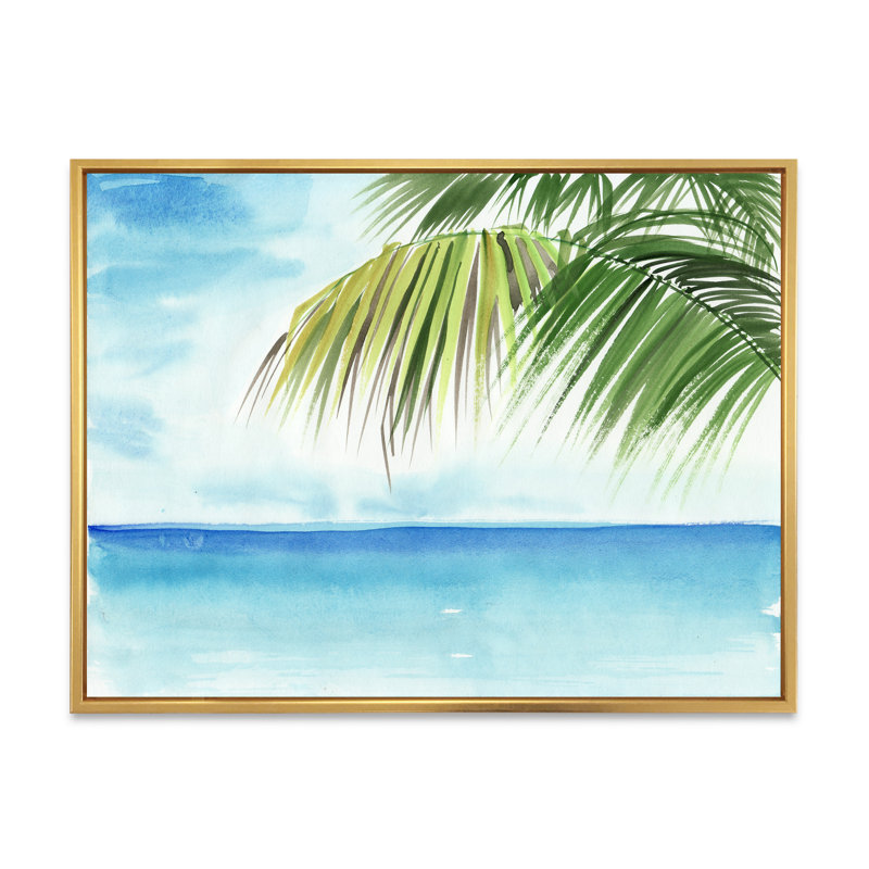 Palm Beach Resort At Dawn III - reproduction sur toile, H 30 po x l 40 po x p 1 po, Toile encadrée d'or