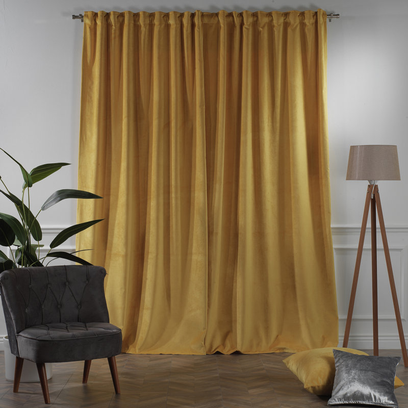 Matte Velvet Extra Wide x Extra Long Custom Made Decorative Double Panel, 52" W x 95" L, 62 Yellow