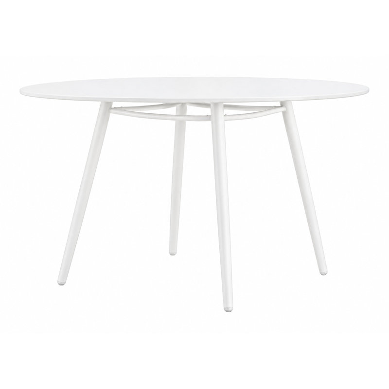 Holland White Outdoor Dining Table Aluminum and Steel Patio Table for Garden Terrace and Balcony Dining, White