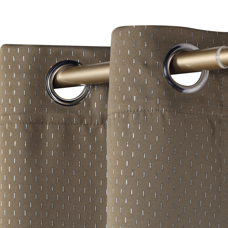 Wiechmann Geometric Shimmer Abstract Room Darkening Curtain Panel Set, 42" W x 84" L, Olive Green
