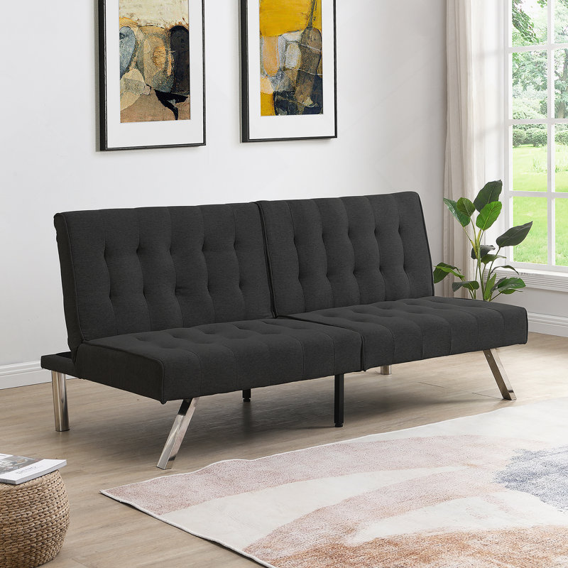 Gonnelli Armless Sofa, Modern Sofa, Accent Sofa, Black Linen Blend 