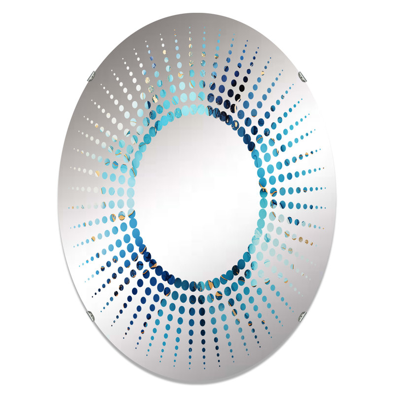 Tempête dorée et bleue alcoolisée - Miroir décoratif Starburst-MIR113346-Ovale, 35,4 po x 23,6 po