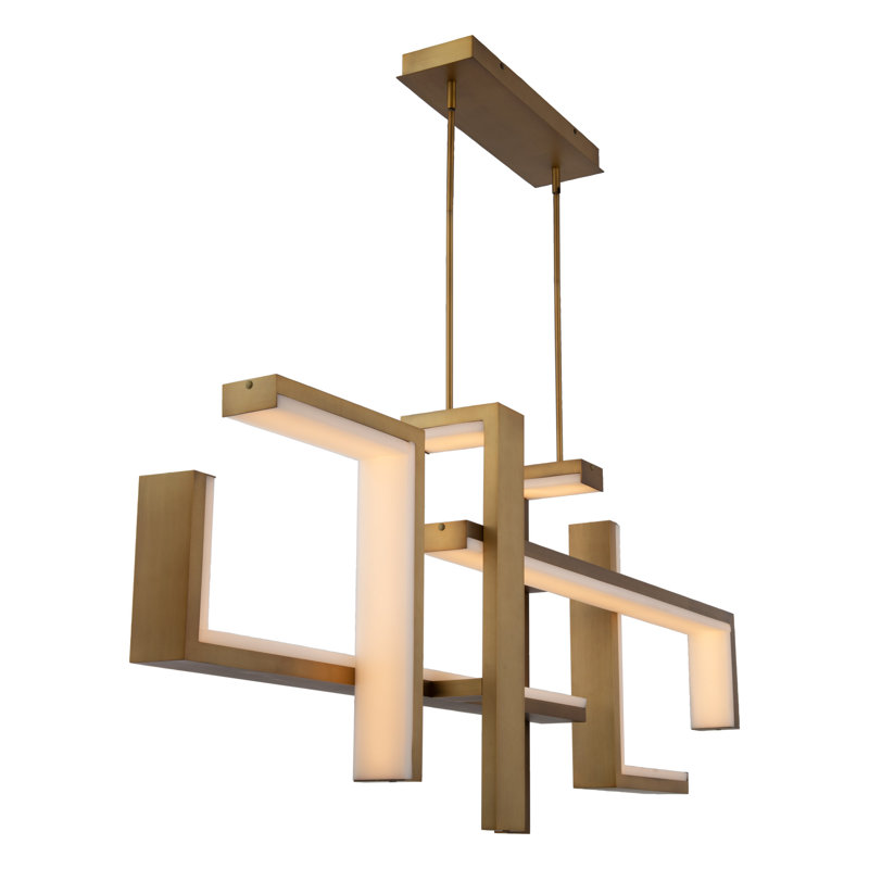 Luminaire suspendu carré à 1 lumière Jackal, Laiton vieilli