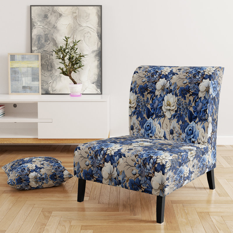 Rustic Victorian Brocade Victorian Motif - Chaise d'appoint de chalet rembourrée à motif floral