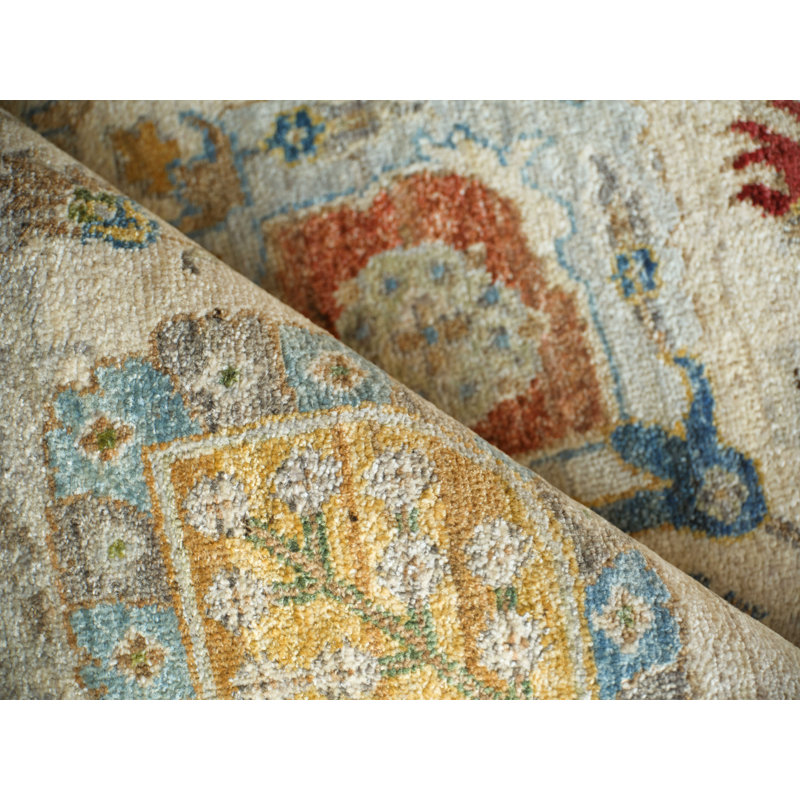 Oxford Hand-knotted Ghazni Wool, Ivory/Gray Area Rug, Rectangle 10' x 14'